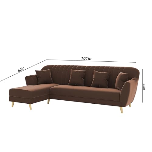 Image of Atticus LHS 6 Seater L Shape Sofa Set for Living Room (Brown Fabric) Premium Fabric Sofa Set