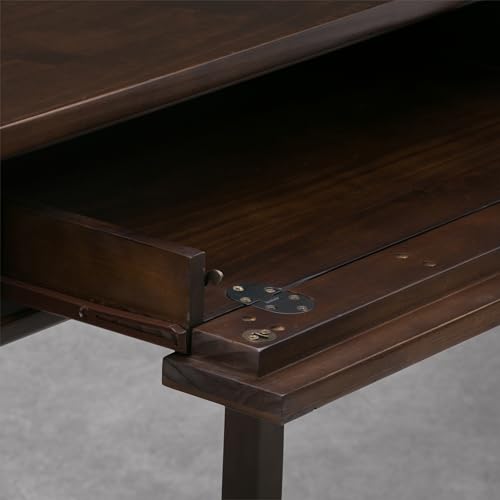 Image of SIMPLIHOME Warm Shaker Desk - 48 Inch Wide Solid Wood Writing Desk in Mocha Brown, Transitional Home Office Computer Table for Workspace or Study with Flip-Down Keyboard Tray and 2 Drawers