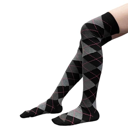 Image of COUVER Women's Thigh High /Over Knee Fashion Argyle Socks, Medium, 1 Pair