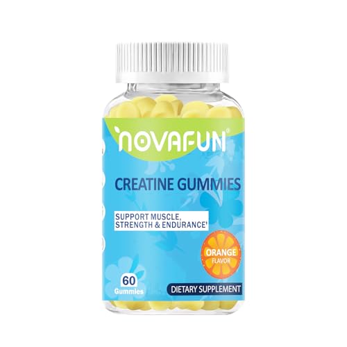 Novafun Creatine Supplements, 1500mg Creatine Monohydrate for Muscle Strength, Endurance, Workout Performance, Vegetarian & Gluten-Free, Orange Flavor, 60 Count