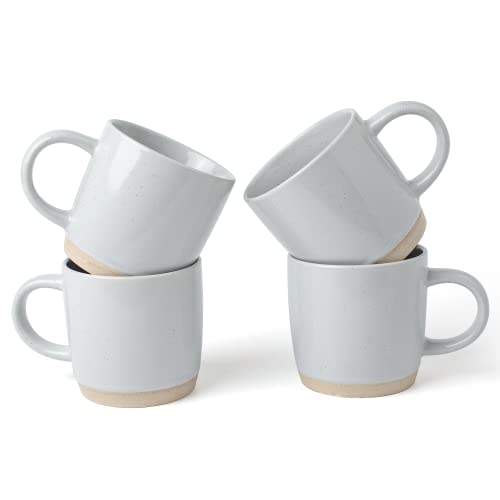 famiware Kaffeebecher, 340 ml Kaffeebecher-Set für 4, Teetassen mit Griff für Kaffee, Tee, Kakao, Milch, Hellgrau Cover