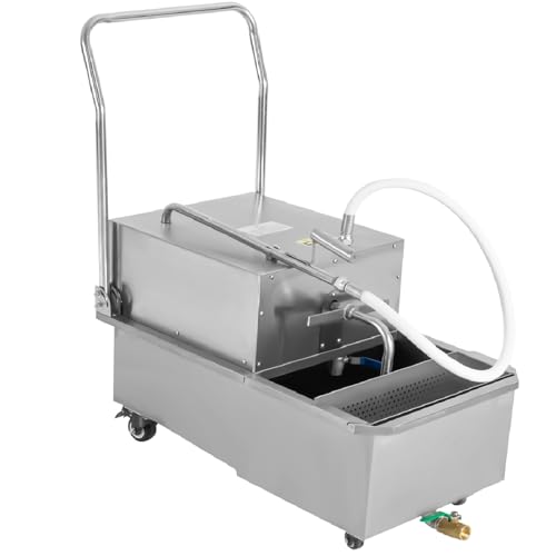 Commercial Deep Fryer Oil Filter Machine, 550W Mobile Fryer Filter with 4 Wheels, 8.45/Gal/Min Oil Pump Flow, for burger shops, fast food restaurants, fried chicken shops, hotels, snack bars, canteens