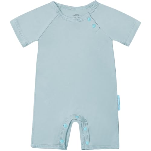SuperSoft Short Sleeve Baby Romper, Unisex Bamboo Viscose One-piece Summer Pajamas, Boy Girl Footless Jumpsuit Snap Closure