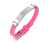 MEALGUET Medical Alert id Bracelets for Kid, Customized Children Silicone & Stainless Steel Adjustable Medical ID Wristband for Toddler,Child,daughter,son, safety ID Bracelet,Green