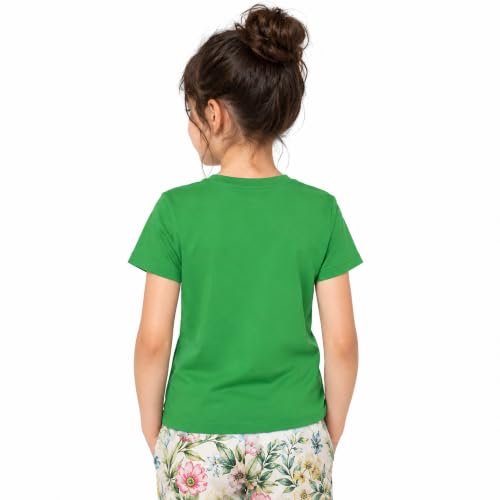 Image of Kids Round Neck Girls Tshirt | Short Sleeves | Natural Organic 100% Cotton Soft Comfortable Fabric | Plain Color Original Branded Half Sleeve | School t-Shirt for Girl Kid | Sleepwear Everyday Casual