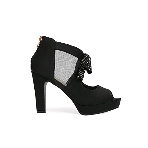 Image of GATUXUS Open Toe Women Platform High Heel Shoes Bows Strappy Sandals