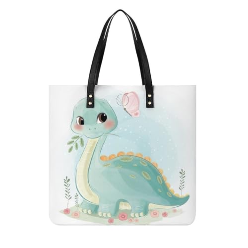 Sac À Main Dinosaure Mignon Femmes Sac À Bandoulière En Tissu Imprimé Voyage 39x39cm