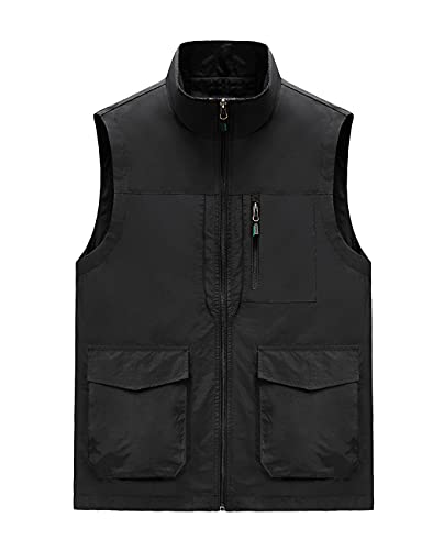 Image of Hixiaohe Men's Casual Lightweight Outdoor Vest Work Fish Photo Travel Golf Vest Zip up Sleeveless Jacket with Pockets