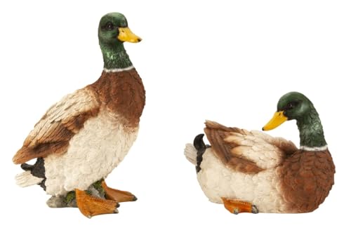 2 Stück Enten Entenfiguren stehend/liegend 12cm/21cm Dekoration Haus...