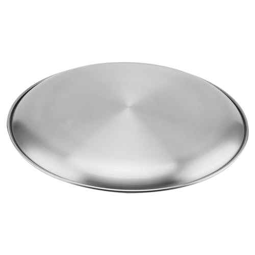 MUNGHOK 5er Set 30cm Edelstahl Geschirr, Rundes Tablett, Metallteller Servierteller Rund Silber Unterteller Essteller für Camping, Grill, Picknick