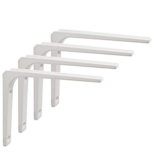 SAYAYO Regalwinkel Schwerlast Regalhalterung Regalträger Weiss Regalhalter Metall 90 Grad L-förmige 4 Stück Winkel Regal 150x125 für Wandhalterung Regal, Eckregal, Hölzern Möbel