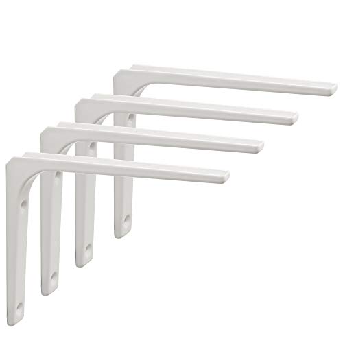 SAYAYO Wall Shelf Brackets White, 6 x 5 Inch Iron Metal Shelf Brackets L Shaped Corner Support Brackets for DIY Floating Shelf, 4 PCS