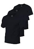 Comfneat Men's 3-Pack Stretch Undershirts Long Back Hem T-Shirts Crew Neck (Black 3-Pack, M)