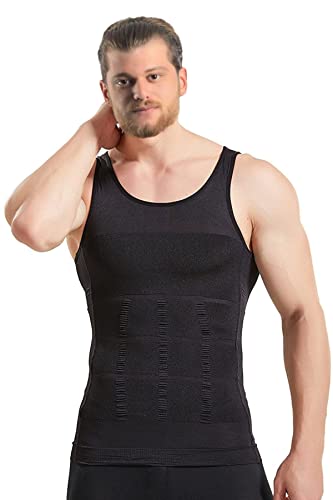 Mistirik 1Pcs Compression Shirts For Men - Mens Slimming Body Shaper Vest - Tight Tank Top For Men - Compression Shirt Tank Top (Black, X-Large) #TOP6