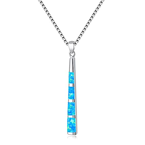 CiNily Opal Pendant Necklace for Women 14K White Gold Plated Long Disc Pendant Ladies Fashion Opal Jewelry