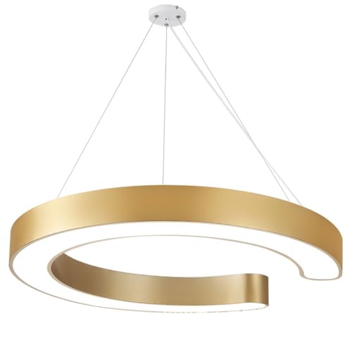 SHUANGZ Lámparas De Techo LED Modernas Lámpara Colgante De Diseño Hueco Lámpara De Isla De Aluminio con Acabado Dorado Lámpara De Oficina, Sin Parpadeo, No Regulable, 15.7 Pulgadas