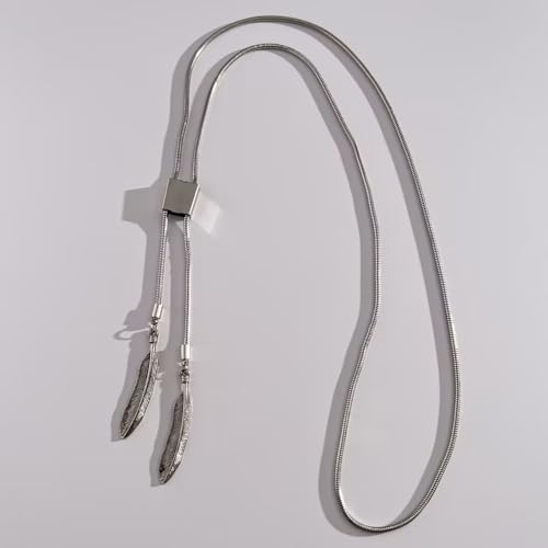 Collar de corbata vaquera de metal trenzado con cordon ajustable para hombre 6