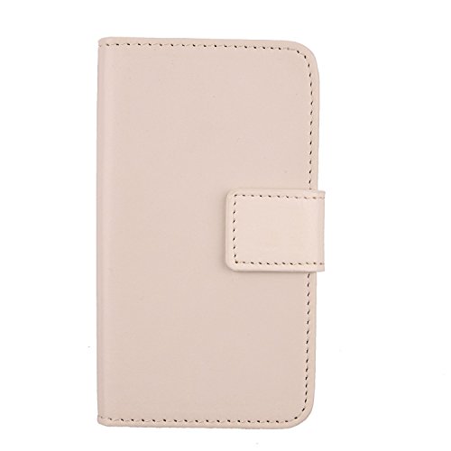 Gukas PU Leather Etui Cuir Flip Housse Cover Coque Case Protection pour Wiko Cink Five Blanc