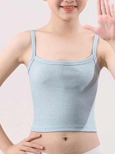 TTAO Kids Girls Sports Cami Crop Tops Spaghetti Straps Ribbed Knit Workout Undershirts Athletic Tank Top Vest Shirts4