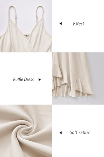 Image of ULTRANICE Womens Summer Dresses Floral V Neck Ruffled Hem Spaghetti Spring Casual Beach Outfits Flowy Wrap Sun Dress