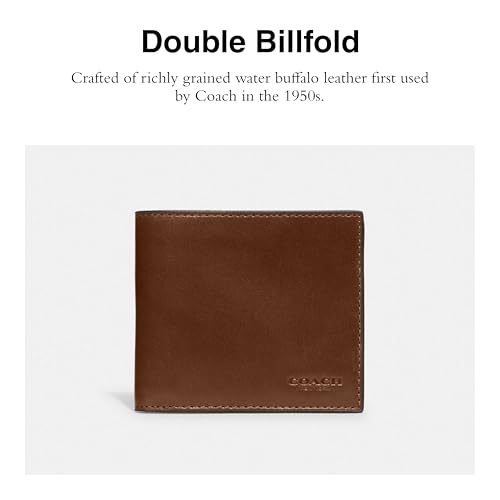 Coach Men's Boxed Water Buffalo Double Billfold Wallets, Dark Saddle, One Size2