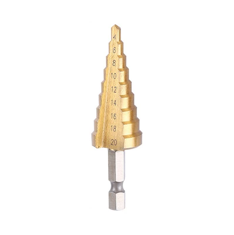 1/3 SZTUK 4-20 mm 4-12 mm 4-32 mm Ostrzałka do wierteł stopniowych Wiertła do metalu Zestaw wierteł Etap Wielofunkcyjne wiercenie stopniowe Stożkowe obróbka drewna (Rozmiar: Złoto 3 szt.) (Złoto