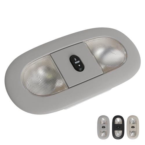 Image of Overhead Console LED Dome Map Light Lamp | for 08-10 Ford Super Duty Extended Cab /SuperCrew & 04-08 Ford F150 | Replaces 8C3Z-25519A70-AA 8C3Z25519A70AA Interior Cab Lights with Sunroof Switch (Grey)