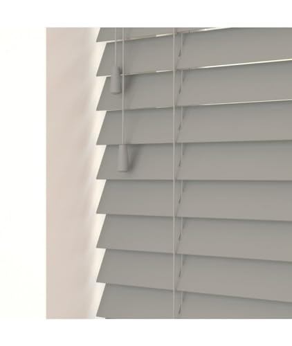 Custom Venetian Blinds with Strings – Fine Grain Faux Wood Venetian Blinds – Cut to Fit Blinds, 35-60cm x Upto 130cm – Made to Measure Blinds for Bedrooms, Bathrooms or Kitchens by New Edge Blinds