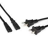 Premium 2 Slot Power Cord Super-Duty Two Pack Contains Both Polarized (Squared End) and Non-Polarized (Figure 8 End) Power Cable (NEMA 1-15P to C7 C8) UL Listed - 18 AWG, 10 Amps, 125 Volts (6 Foot)