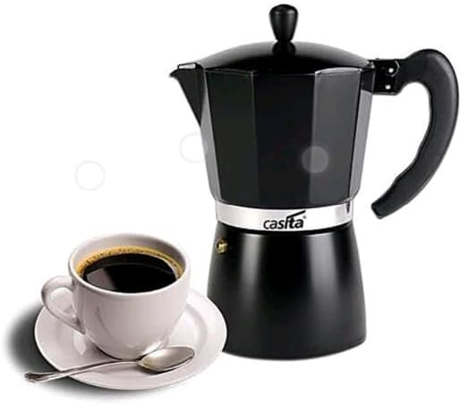 Cafeteira Italiana Moka 300ml – 6 Xícaras – Alumínio Preto para F...