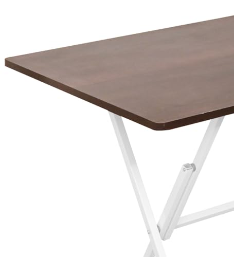 Image of Faburaa Compact Foldable 2 Seater Dining Table | Strong CRC Steel Frame | Easy Fold & Store Design | 36x24 Inch | Dark Brown