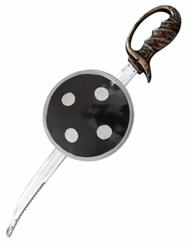 Image of BookMyCostume Plastic Sword & Shield Talwar Dhal Plastic Costume Accessory Set Free Size Black /Silver