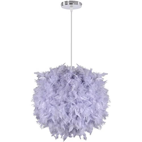 iDEGU Lustre Suspension Ø 30cm Lustre Plume Grise Suspension Luminaire pour Chambre Salon (Gris)
