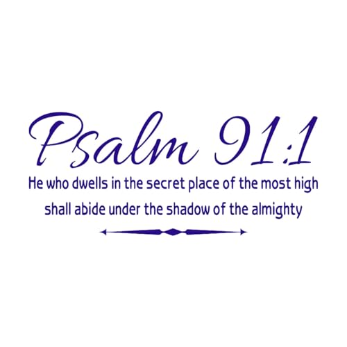 Pegatina de pared con versículo bíblico del Salmo 91:1 cristiano El que habita en el lugar secreto Amor familiar Oración Religión Cita-S-56x24cm-Dark Blue