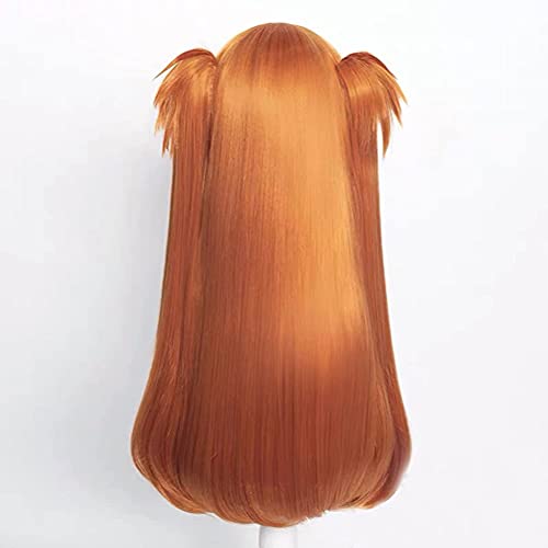 Image of Wiggy Mermaid Ginger Orange Wig with Pigtails Cosplay Wig + Hairpin Anime Pigtails Womens Long Straight 2 Ponytails Halloween Hair Wigs + Cap