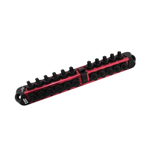 Image of Astro Tools 914VR 1 /4 inch Drive V12 Locking Magnetic Socket Organizer for 22 Sockets + Ratchet - Red
