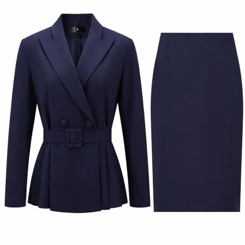 2 Piece Skirt Suits Set for Women Business Work, Ruffle