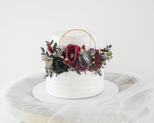 Decoración con Corona de Flores Artificiales Rustic Burgundy miniatura 1