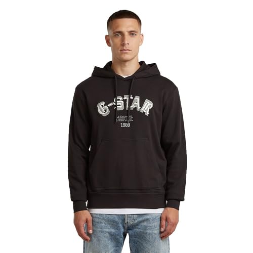 G-STAR Sudadera con capucha Embro Logo HB Hoodie para Hombre, Negro (dk black D27100-D257-6484), L