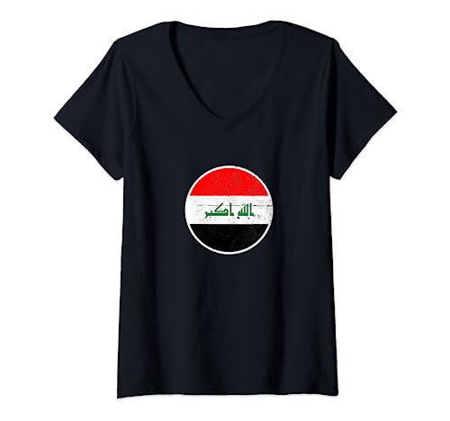 Mujer Iraq Vintage Bandera Iraquí Camiseta Cuello V
