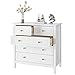 FOREHILL Komoda biała kredens, z 5 szufladami, szafka pomocnicza, szafka uniwersalna do salonu, sypialni, korytarza, 40 x 80 x 80 cm