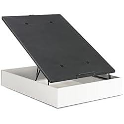 Canapé 135X190 HOGAR24 ES | Canapé Abatible de Madera de Gran Capacidad | Color Blanco | Tapa 3D en Color Gris con Válvulas de Transpiración | Medida: 135x190 cm.