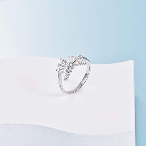 925 Sterling Silver Caduceus Rings RN Nurse Gift Adjustable Rings for Graduation2