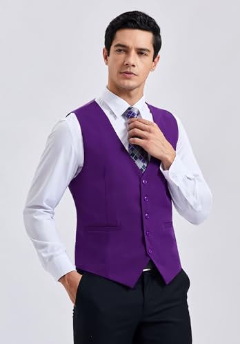Image of Enlision Men's Suit Vest Business Formal Dress Waistcoat Solid Color Vest for Suit or Tuxedo