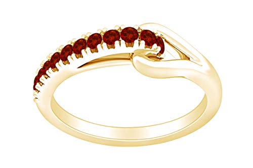 AFFY Round Simulated Birthstones Fashion Promise Engagement Ring 14k Yellow Gold Over Sterling Silver