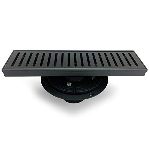 Neodrain 12-Inch Linear Shower Drain With Removable Capsule Pattern Grate, Black Color With Shower Drain Base,304 Stainless Steel Shower Floor Drain, With Hair Strainer #TOP1