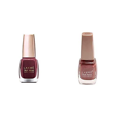 Image of Lakme True Wear Nail Color, Reds and Maroons 401, 9 ml & Lakme True Wear Nail Color, Shade 202, 9 ml