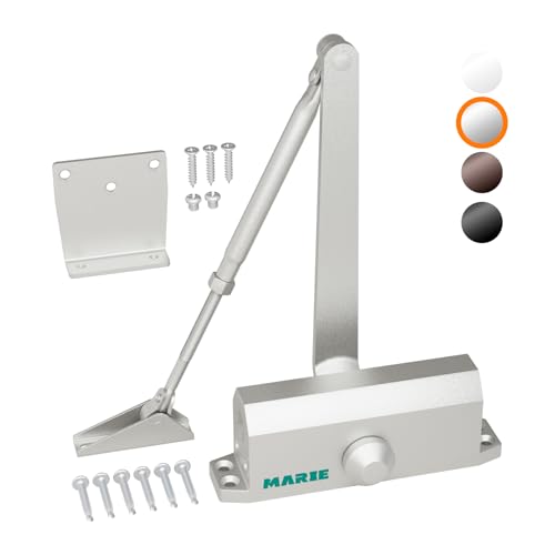 MARIE Türschließer Automatischer Obentürschließer Hydraulischer für Innentür & Außentür Federtürschließer Puffer Geschlossen Residential & Kommerziell (Silber Mit Feststellfunktion)
