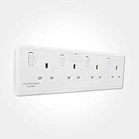 Eterna CONVERT4 Converter Plug Socket Outlet 1 or 2 Gang to 4 Gang with Surge Protection Cover