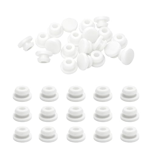 Image of 20PCS White Rubber Plugs for Holes, 6mm Round Silicone Plug Snap Locking DD044-6W